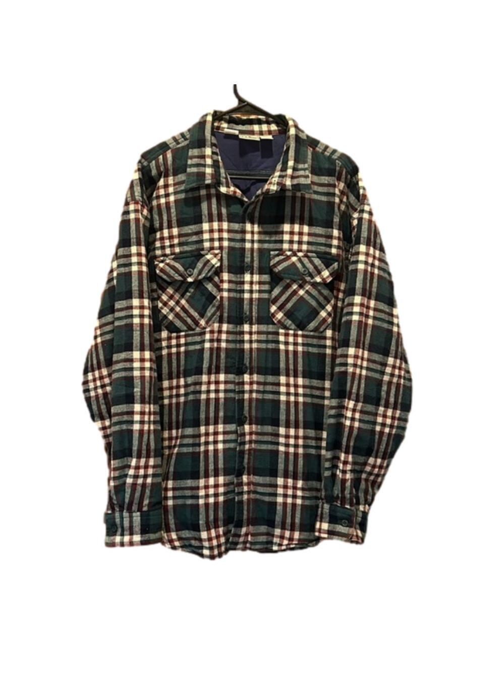 L.L. Bean Men's Heavyweight Thermal Insulated Plaid Flannel Shirt Jacket - XXL